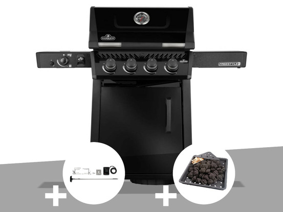 Barbecue gaz freestyle 425 noir pro 4 brûleurs + 1 sizzle zone + rôtissoire + pl