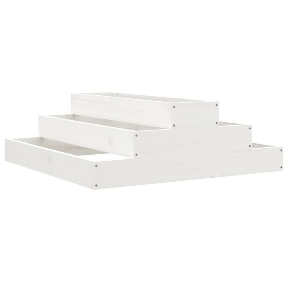 Jardinière bac lit surélevé plantes fleurs terrasse jardin 80 x 80 x 27 cm bois massif de pin blanc