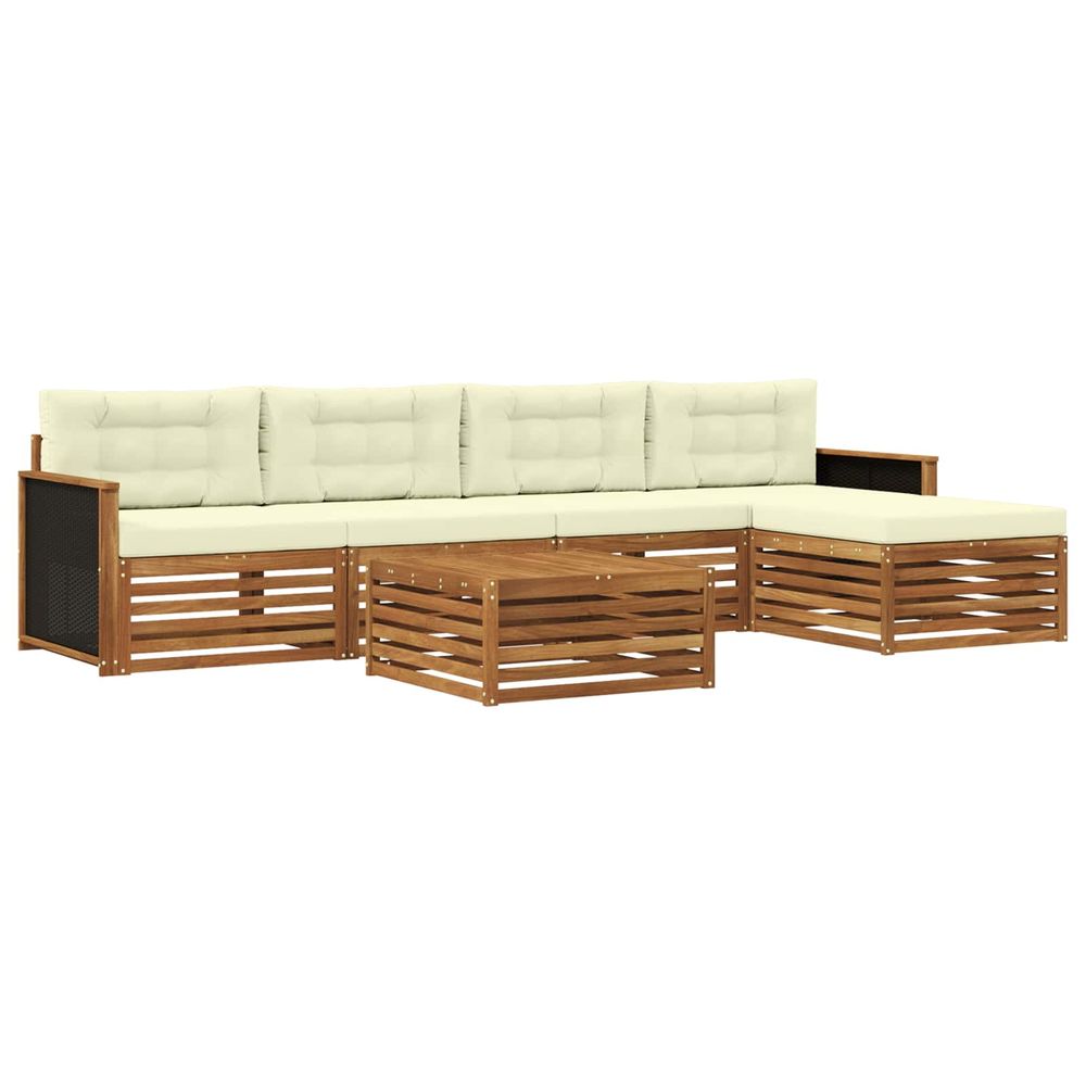 Ensemble de canapés d'extérieur 6 pc naturel et crème polyester