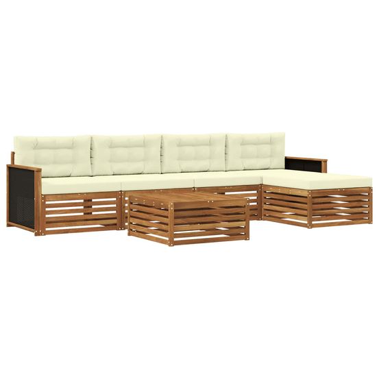 Ensemble de canapés d'extérieur 6 pc naturel et crème polyester