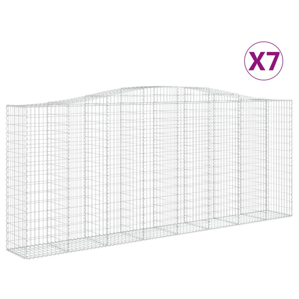 Paniers à gabions arqués 7 pcs 400x50x160/180 cm fer galvanisé