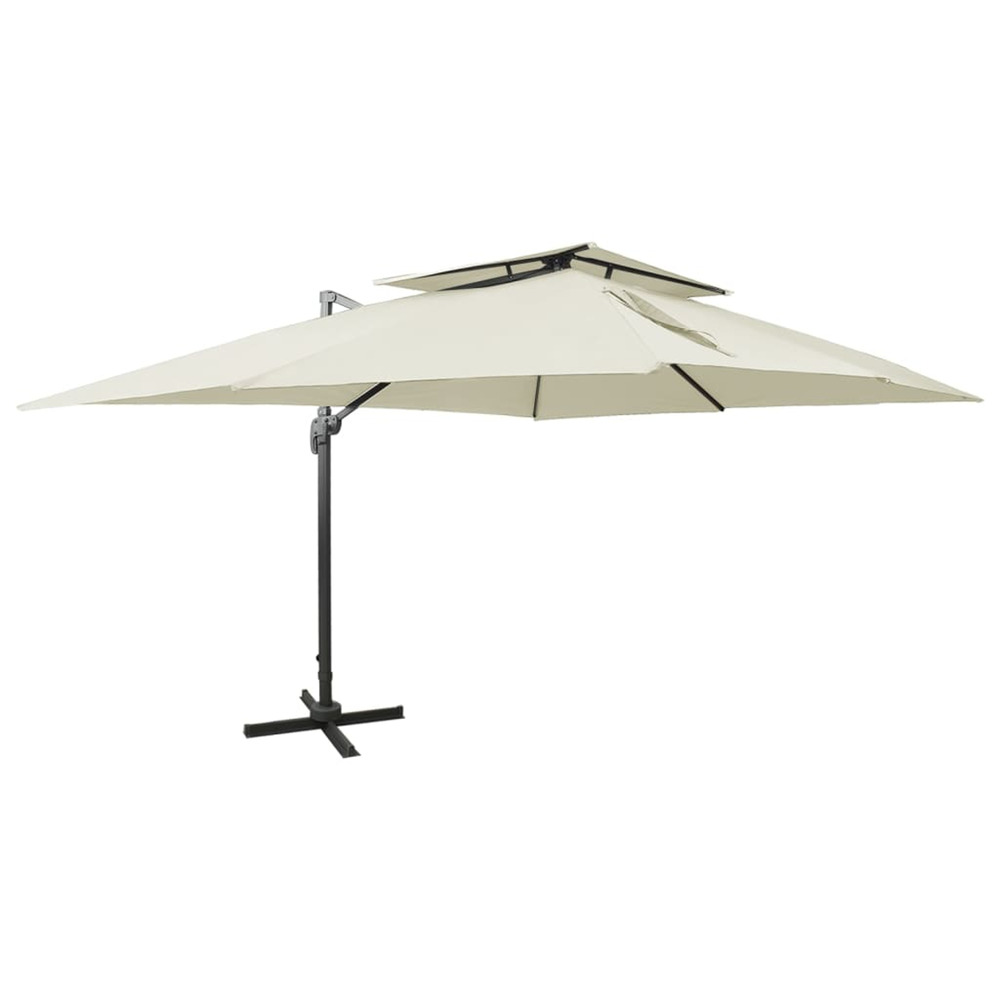 Parasol de jardin déporté avec double plateau sable 400 x 300 cm
