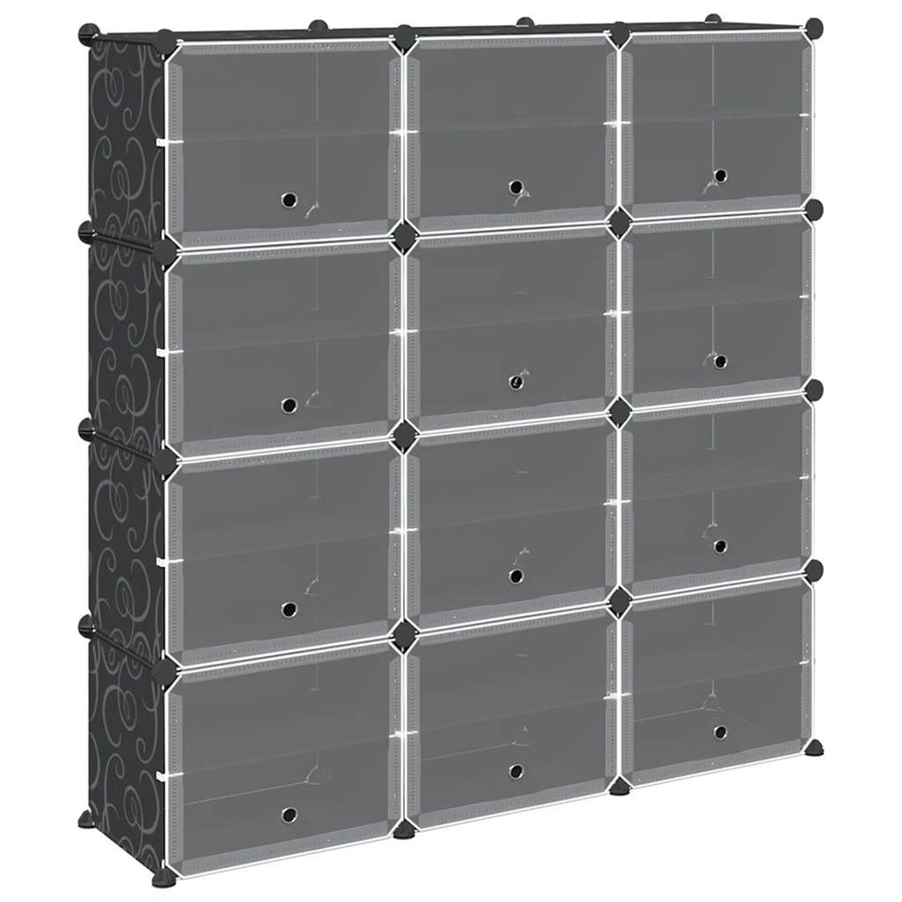 Cubes de rangement 12 pcs avec portes noir pp