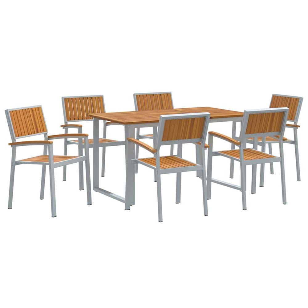 Ensemble de salle à manger pour jardin 7 pc gris