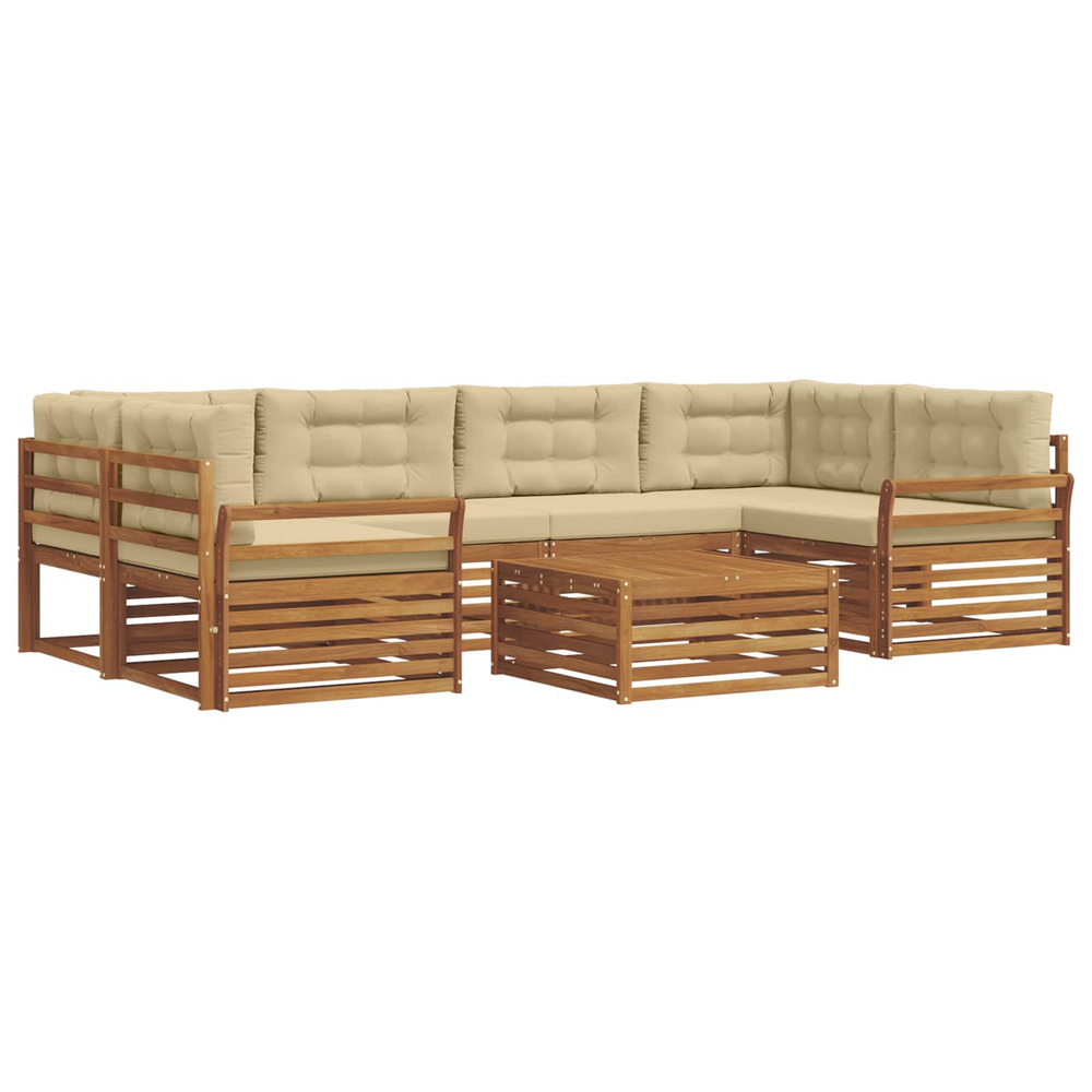 Ensemble de canapés d'extérieur 7 pcs naturel et beige