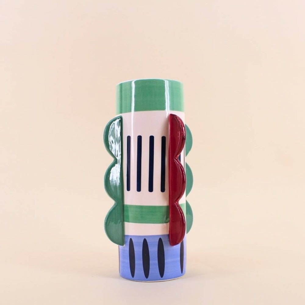 Vase imprimé coloré avec ailettes, h28cm