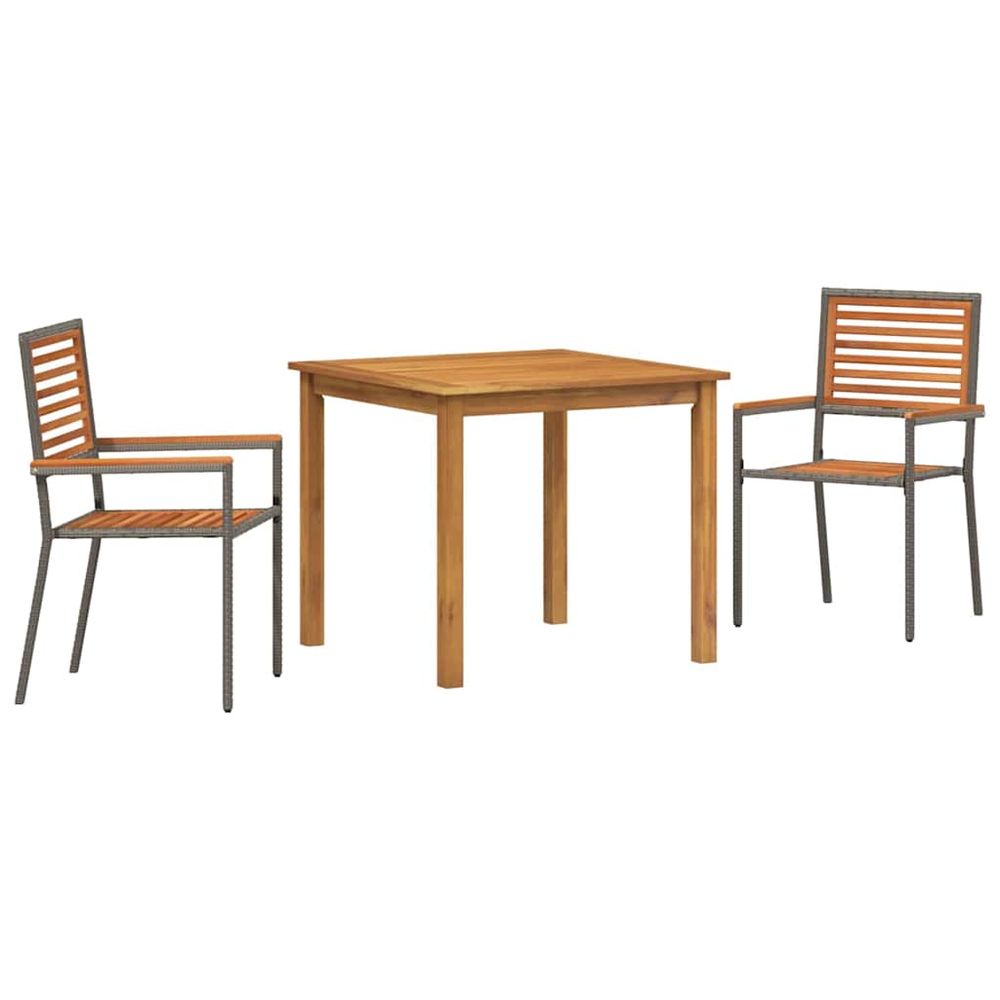 Ensemble de salle à manger pour jardin 3 pc gris