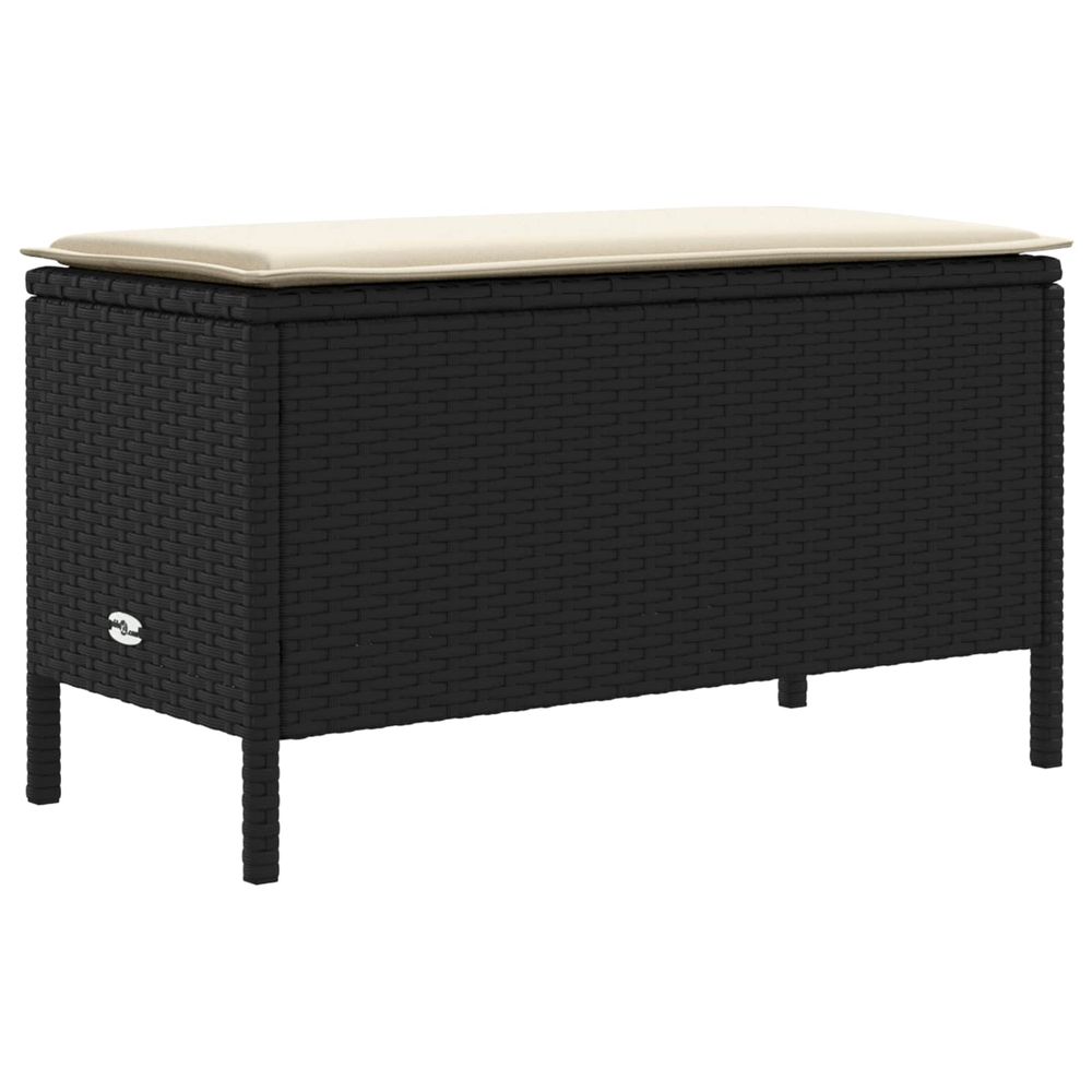 Pouf de jardin noir et crème 80 x 38 x 45 cm rotin pe