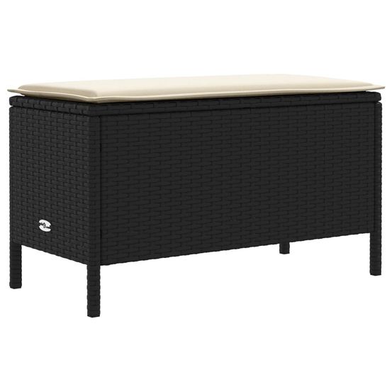 Pouf de jardin noir et crème 80 x 38 x 45 cm rotin pe