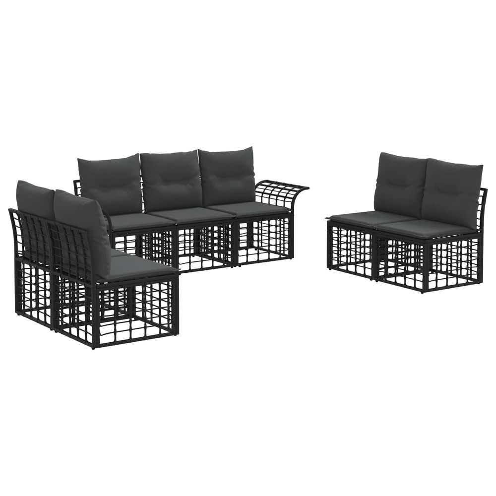Ensemble de canapés d'extérieur 7 pc noir et gris foncé