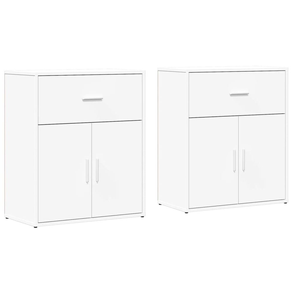 Buffets 2 pcs blanc 60x31x70 cm bois d'ingénierie