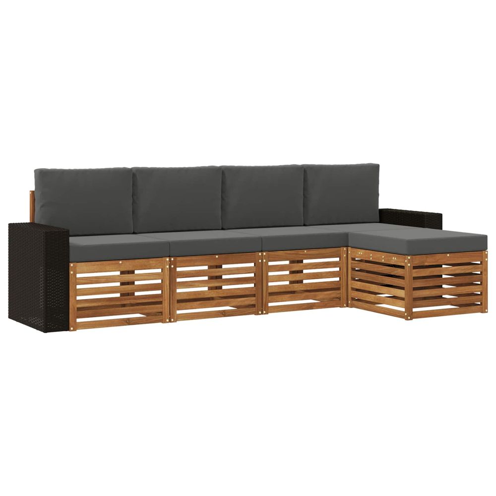 Ensemble de canapés d'extérieur 5 pc naturel et anthracite