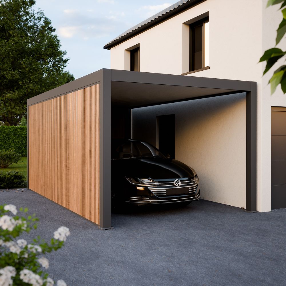 Carport aluminium 330 x 563 cm preston - 20 m2 - hauteur : 255 - 1 voiture - abri voiture autoportant - sans déclaration travaux