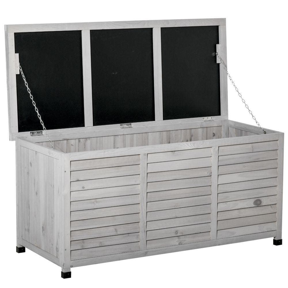 Coffre de rangement extérieur bois sapin imperméable ventilé 284l 127x56x60cm gris - comfortxl outdoor living