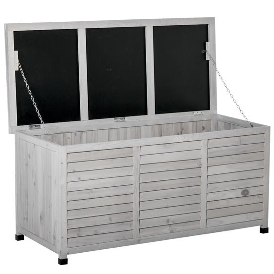 Coffre de rangement extérieur bois sapin imperméable ventilé 284l 127x56x60cm gris - comfortxl outdoor living
