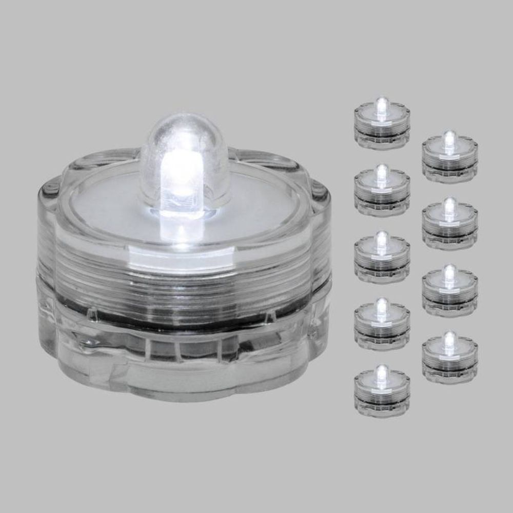 Lot de 10 lampions bougies chauffe-plat led submersibles blanc froid à piles lotti