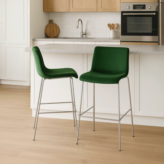 Tabouret de bar hoover velours 4 pieds chrome