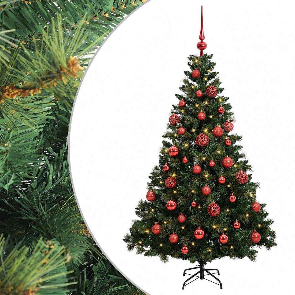 Arbre de noël artificiel avec boule 120 cm 150 led blanc chaud