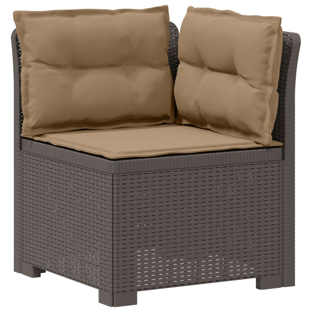 Canapé de jardin 1 place avec coussins look rotin pp gris clair