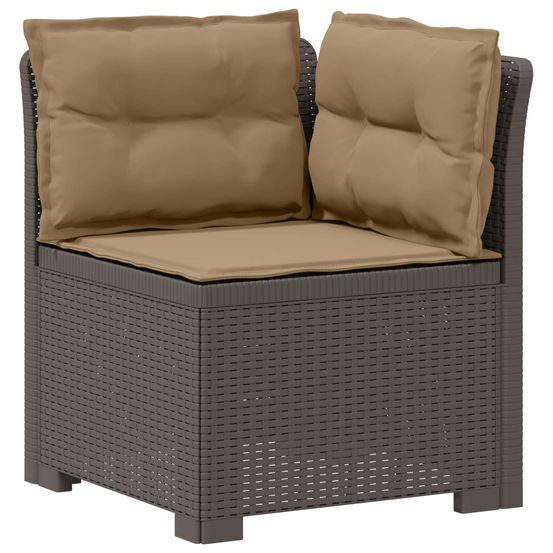 Canapé de jardin 1 place avec coussins look rotin pp gris clair