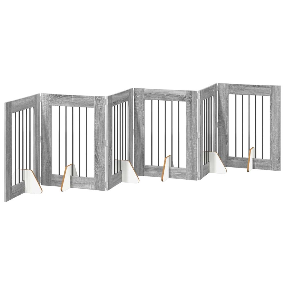 Porte de chien pliable avec supports 6 pc sonoma gris 362 cm