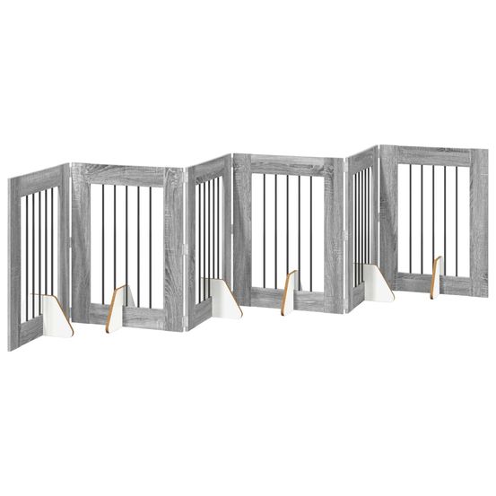 Porte de chien pliable avec supports 6 pc sonoma gris 362 cm