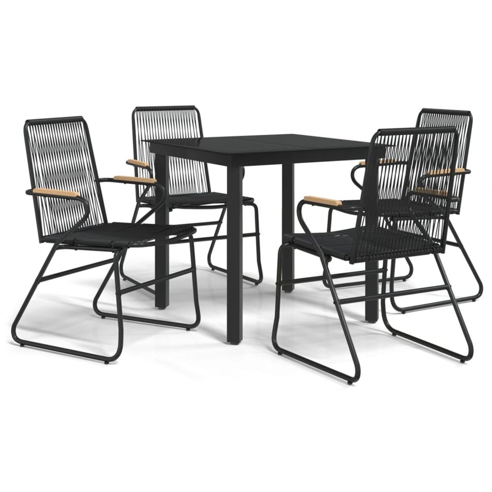 Ensemble à manger de jardin 5 pcs noir rotin pvc