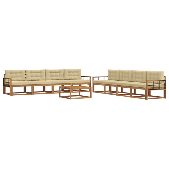 Ensemble de canapés d'extérieur 9 pcs naturel et beige