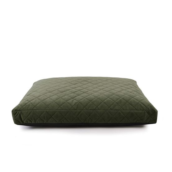 Eiffel - lit pour chien de luxe, orthopédique et déhoussable, en velours kaki, 100x70x12cm