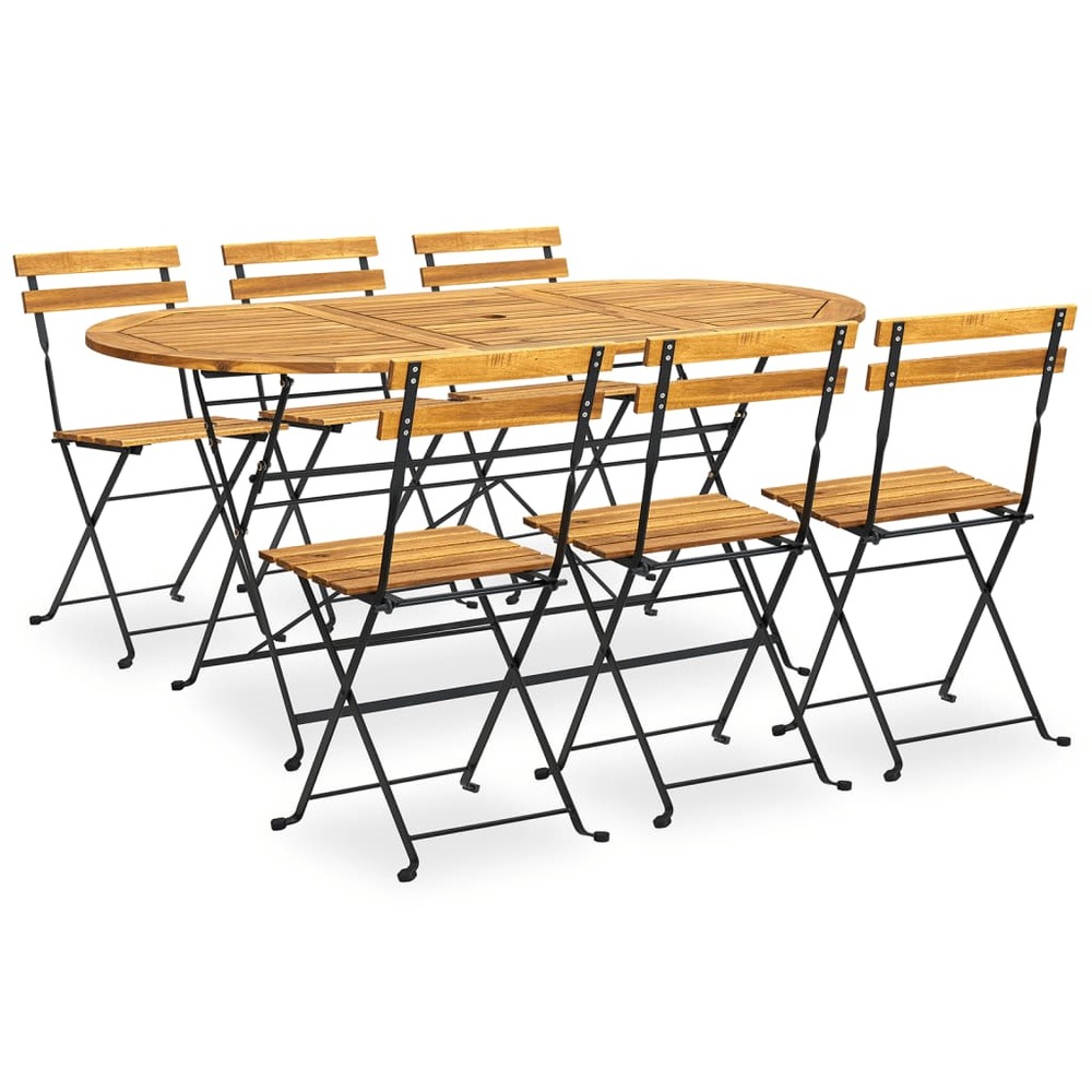 Mobilier à dîner salon de jardin d'extérieur pliable 7 pièces bois d'acacia solide