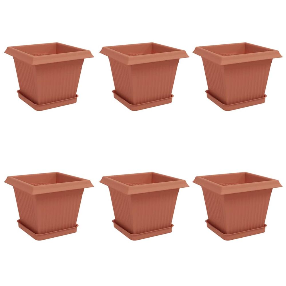 Pots de plantes 6 pc rouge brique plastique
