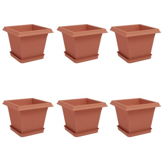 Pots de plantes 6 pc rouge brique plastique