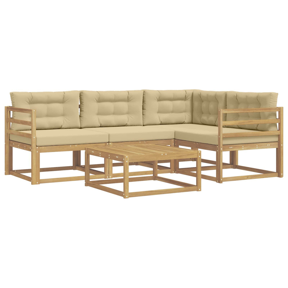 Ensemble de canapés d'extérieur 5 pcs blanc et beige