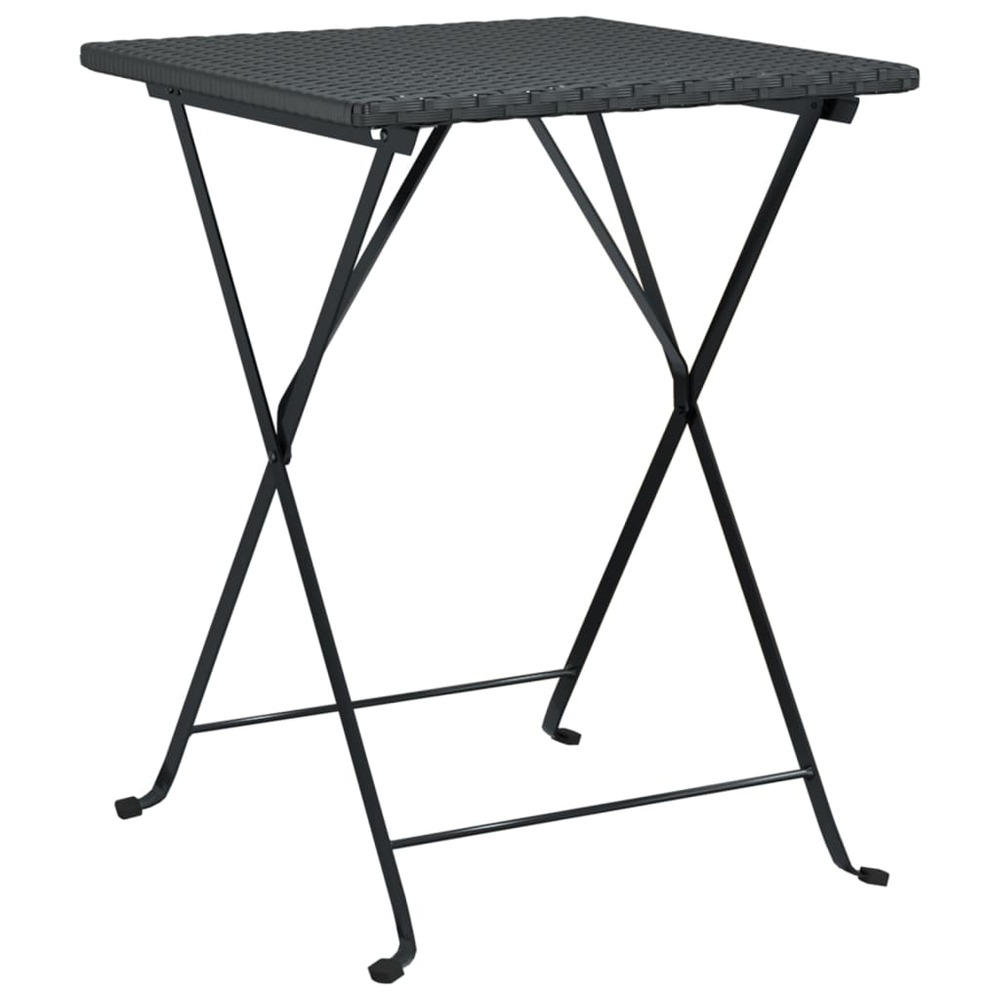 Table de bistrot pliante noir 55x54x71 cm résine tressée
