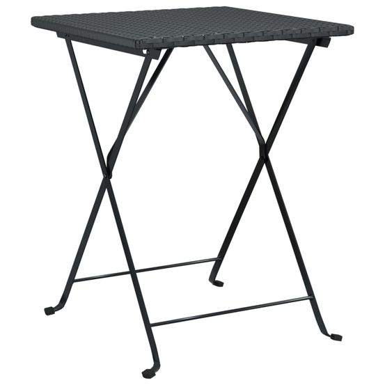 Table de bistrot pliante noir 55x54x71 cm résine tressée