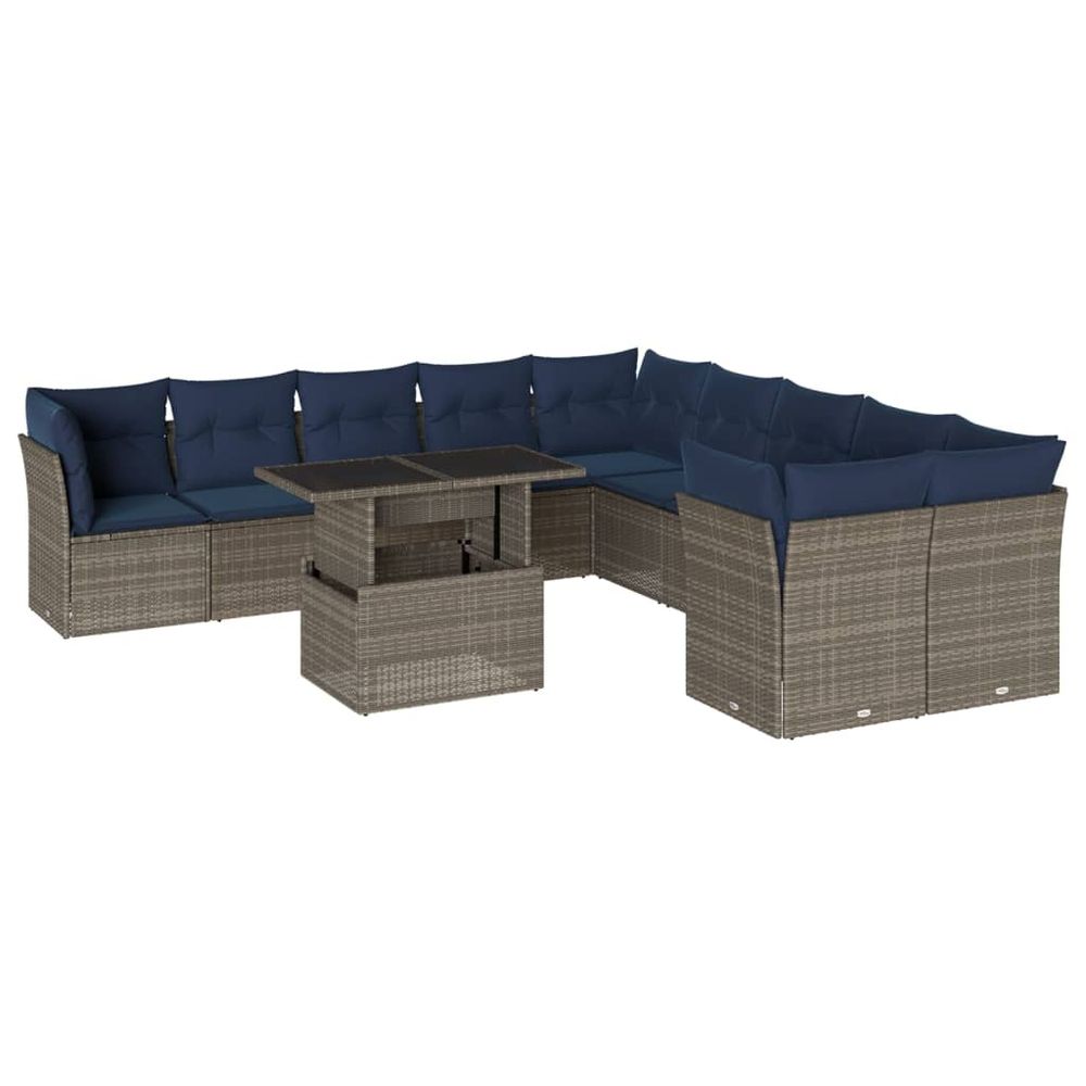 Ensemble de canapé de jardin 11 pcs avec coussins gris