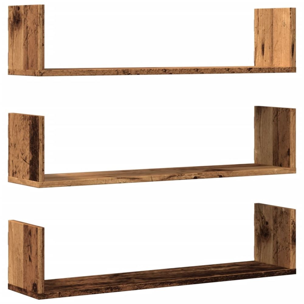 Étagères murales 3 pcs vieux bois 80x18x18 cm bois d'ingénierie