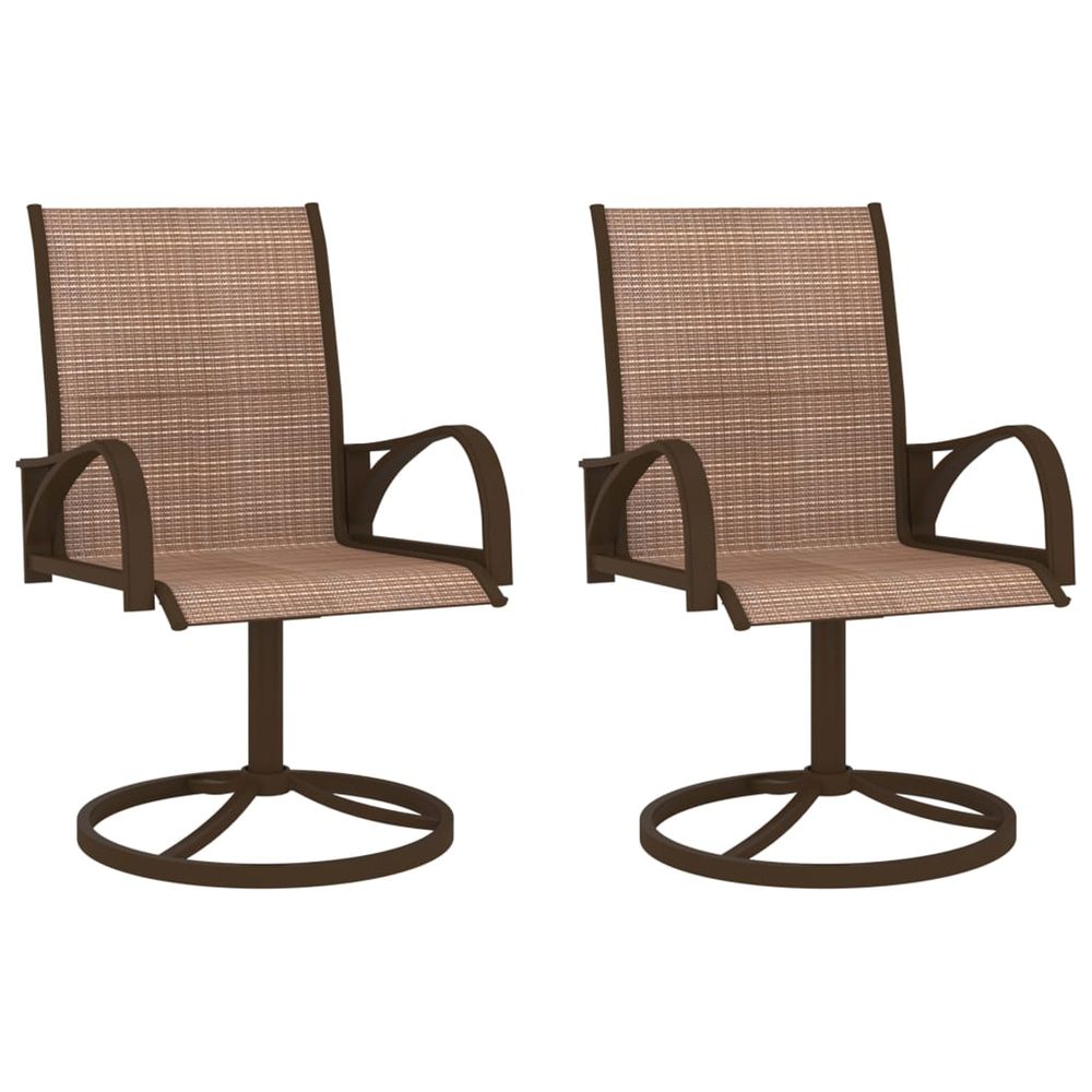 Chaises pivotantes de jardin lot de 2 textilène et acier marron