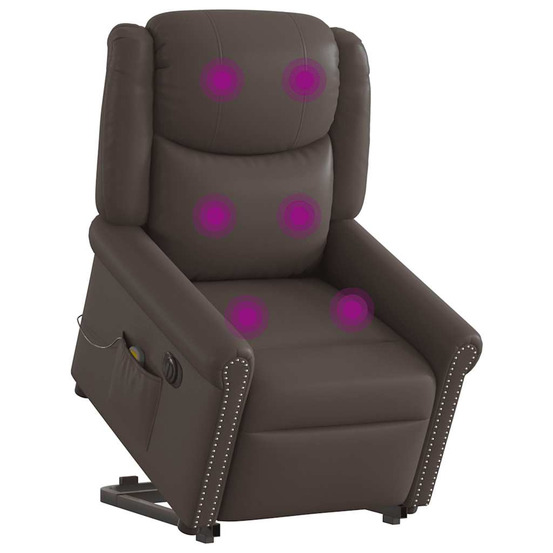 Fauteuil inclinable massage électrique marron brillant