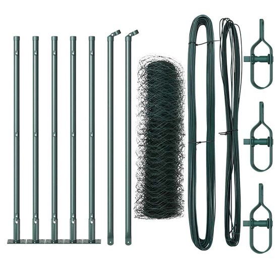 Clôture avec poteaux vert 0.4 x 10 m acier recouvert de pvc