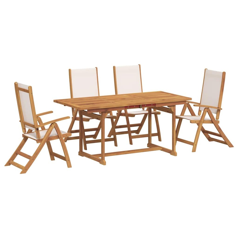 Ensemble à manger de jardin 5pcs bois d'acacia solide textilène