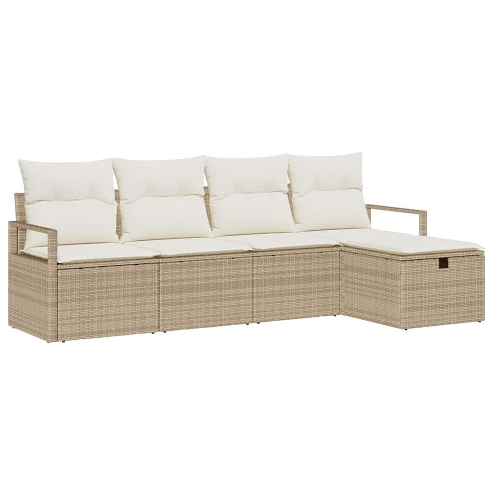 Ensemble de canapé de jardin 5 pc beige polyrotin