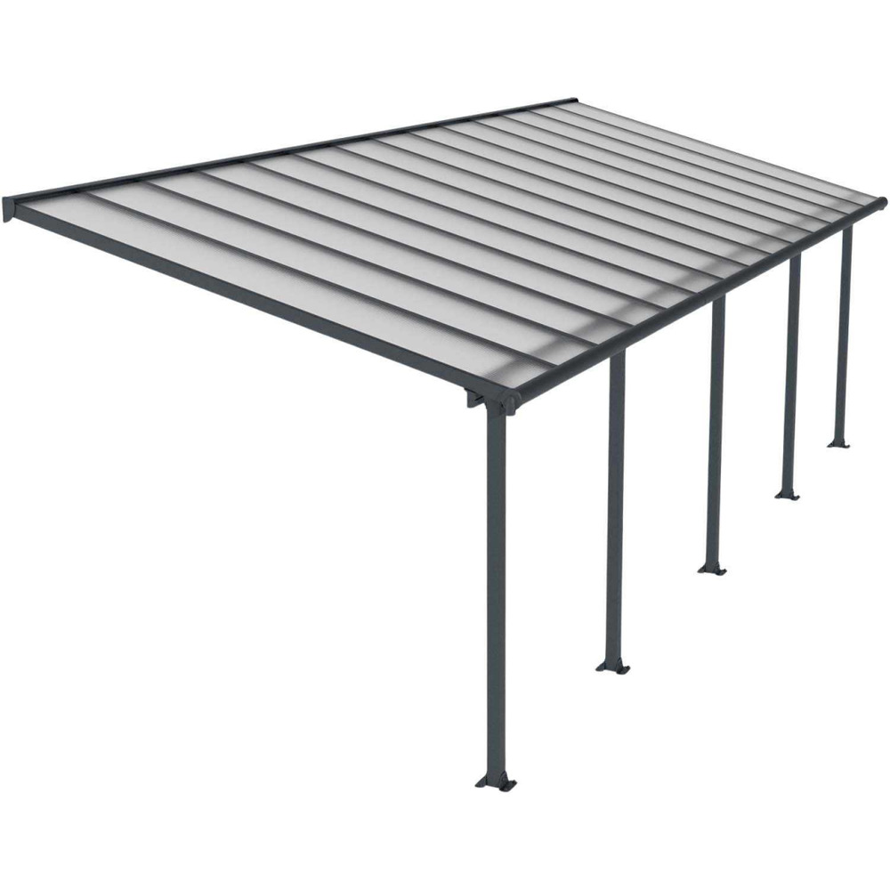 Pergola à adosser en aluminium gris et polycarbonate olympia 3 x 8.6 m