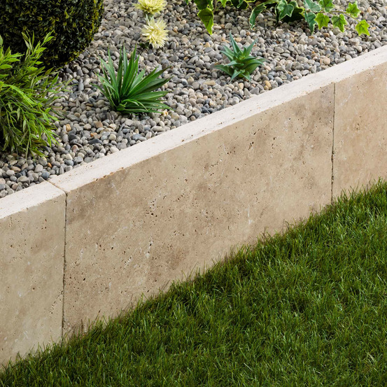 Bordure de jardin travertin beige nuancé 61x33x5 cm (à l'unité) - ro'ma nature