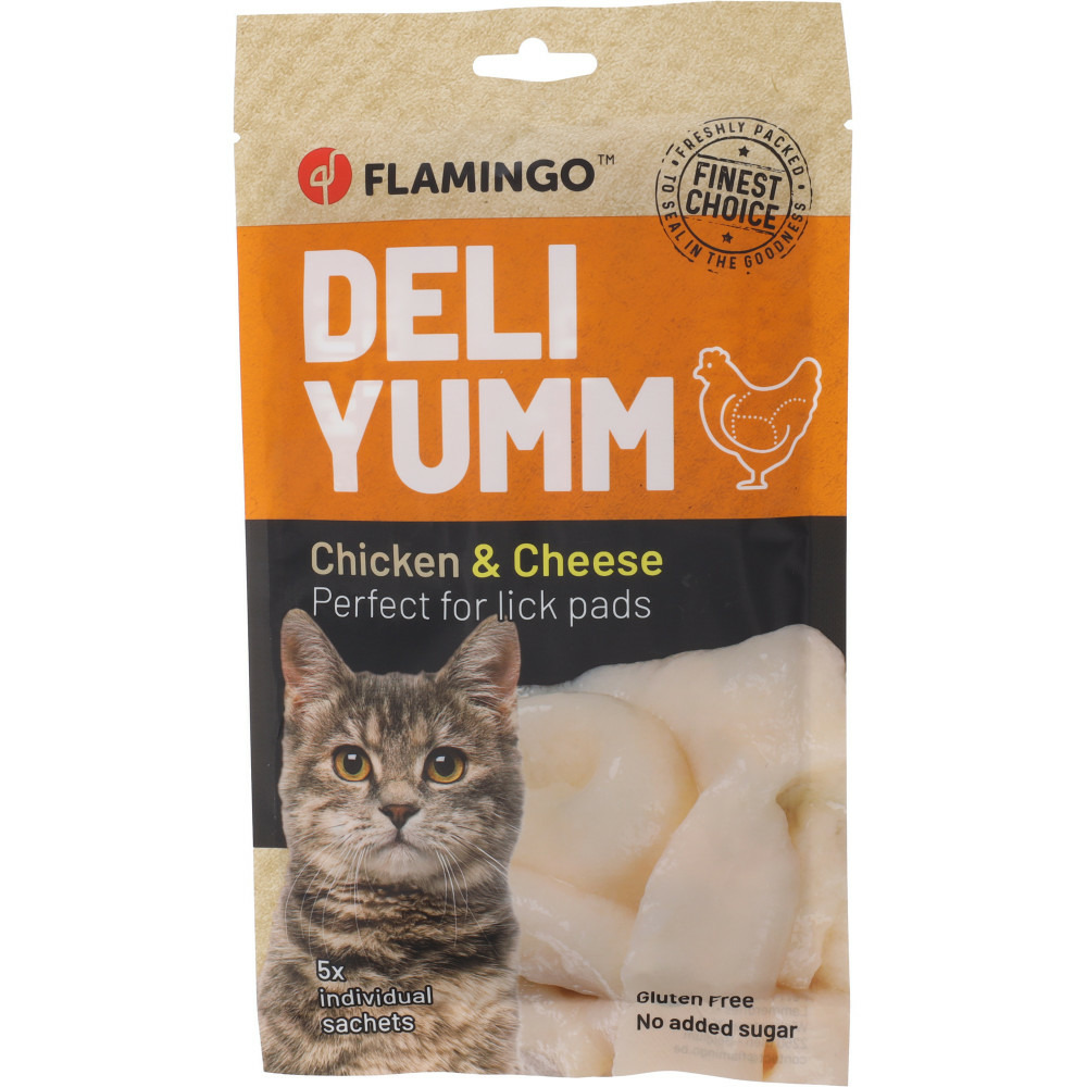 Friandises deli yumm pâté avec poulet et fromage 5 sticks de 14 g pour chat