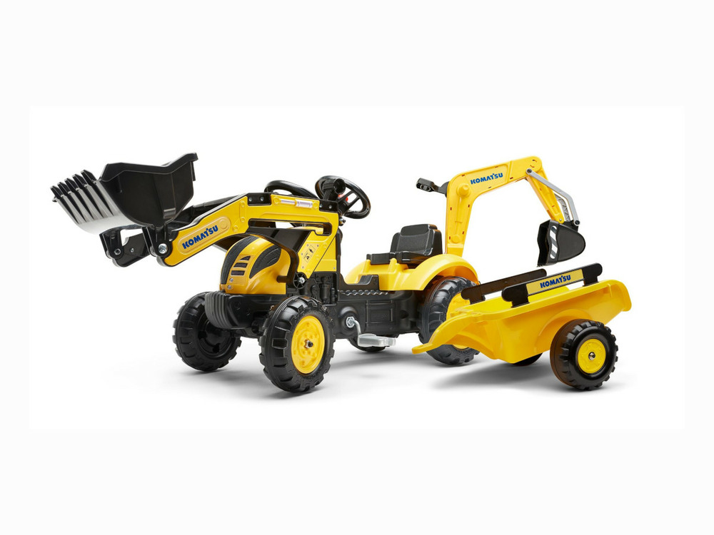 Tractopelle enfant komatsu wb93r avec remorque + excavatrice 2 à 5 ans