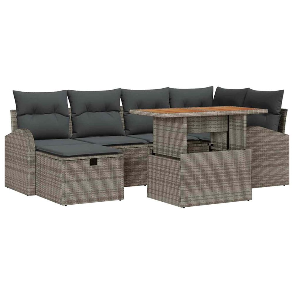 Ensemble de canapé de jardin 7 pc gris polyrotin