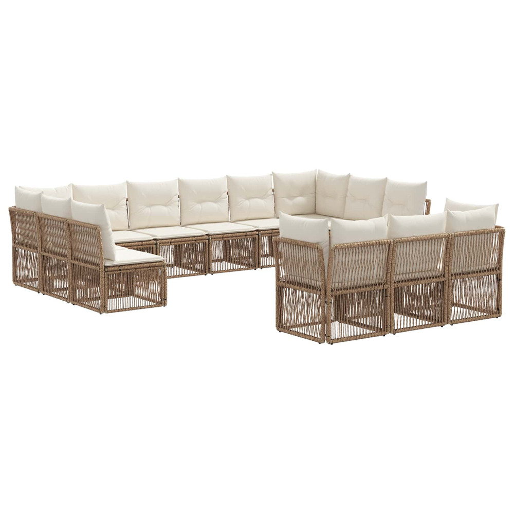 Ensemble de canapé de jardin 13 pcs beige polyrotin