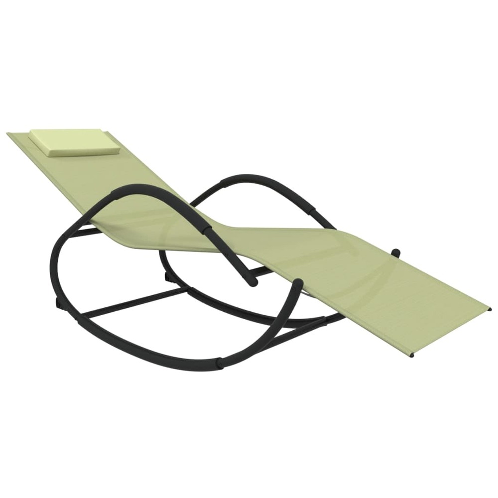 Transat chaise longue bain de soleil lit de jardin terrasse meuble d'extérieur à bascule crème acier et textilène