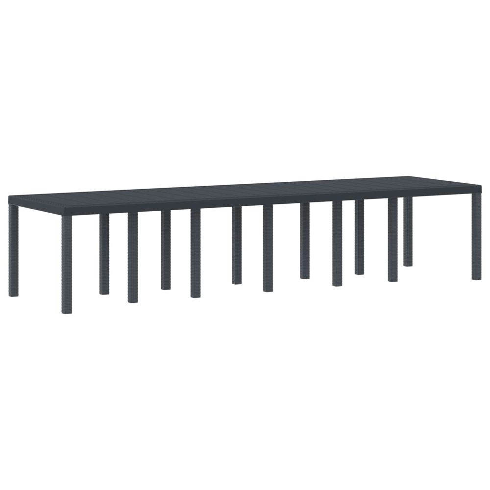 Table de jardin anthracite 350 x 100 x 74 cm polyrotin